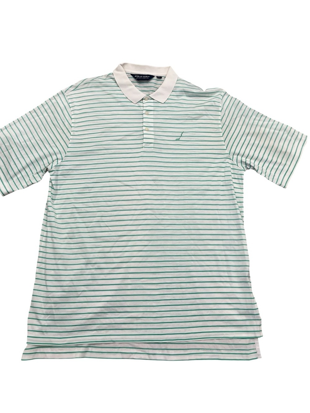 Polo Golf Ralph Lauren Pima Cotton Green Stripe Polo Large